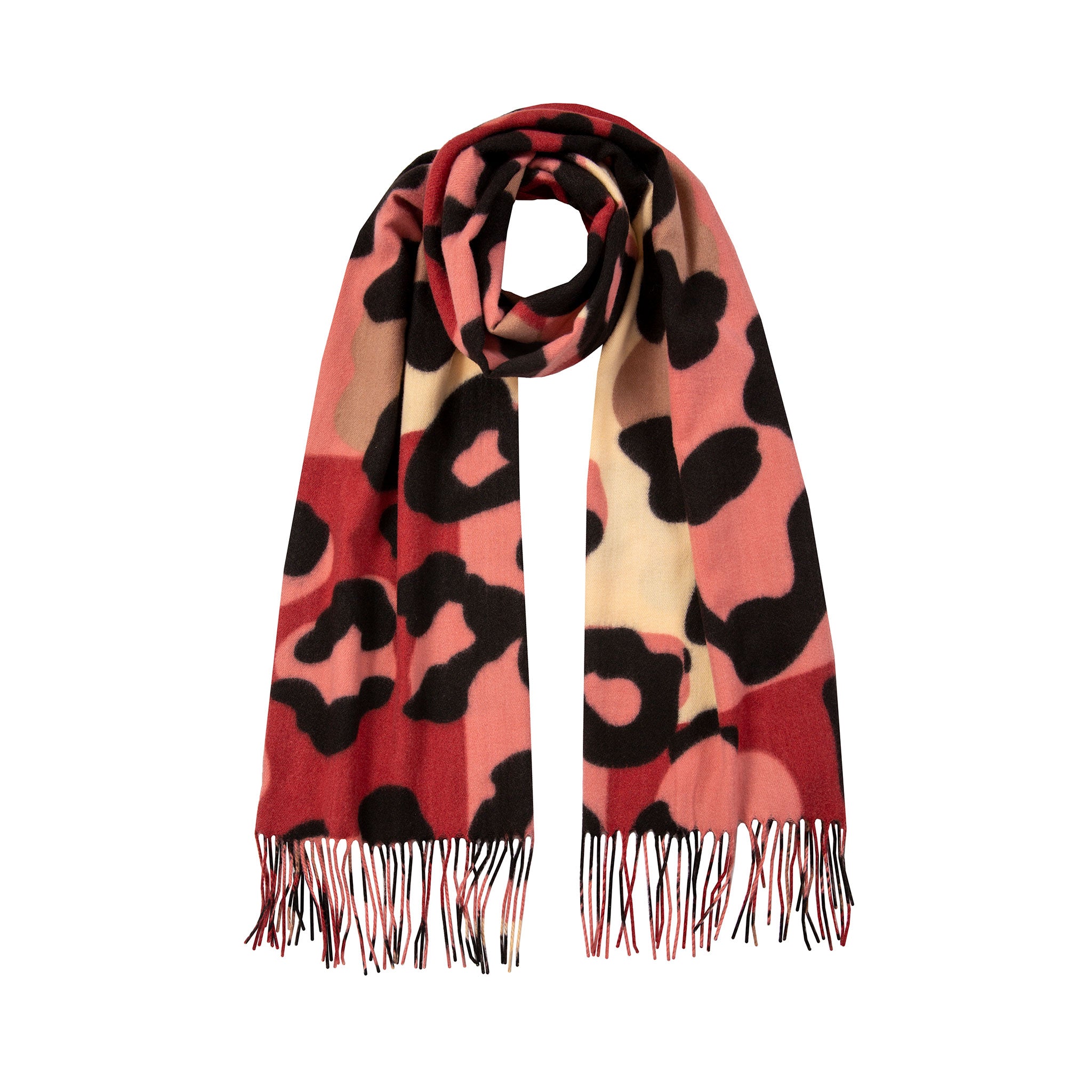 Écharpe Traditionnelle Femme Avec Pompons - Châle Rétro Imprimé Floral Chaud Et Élégant