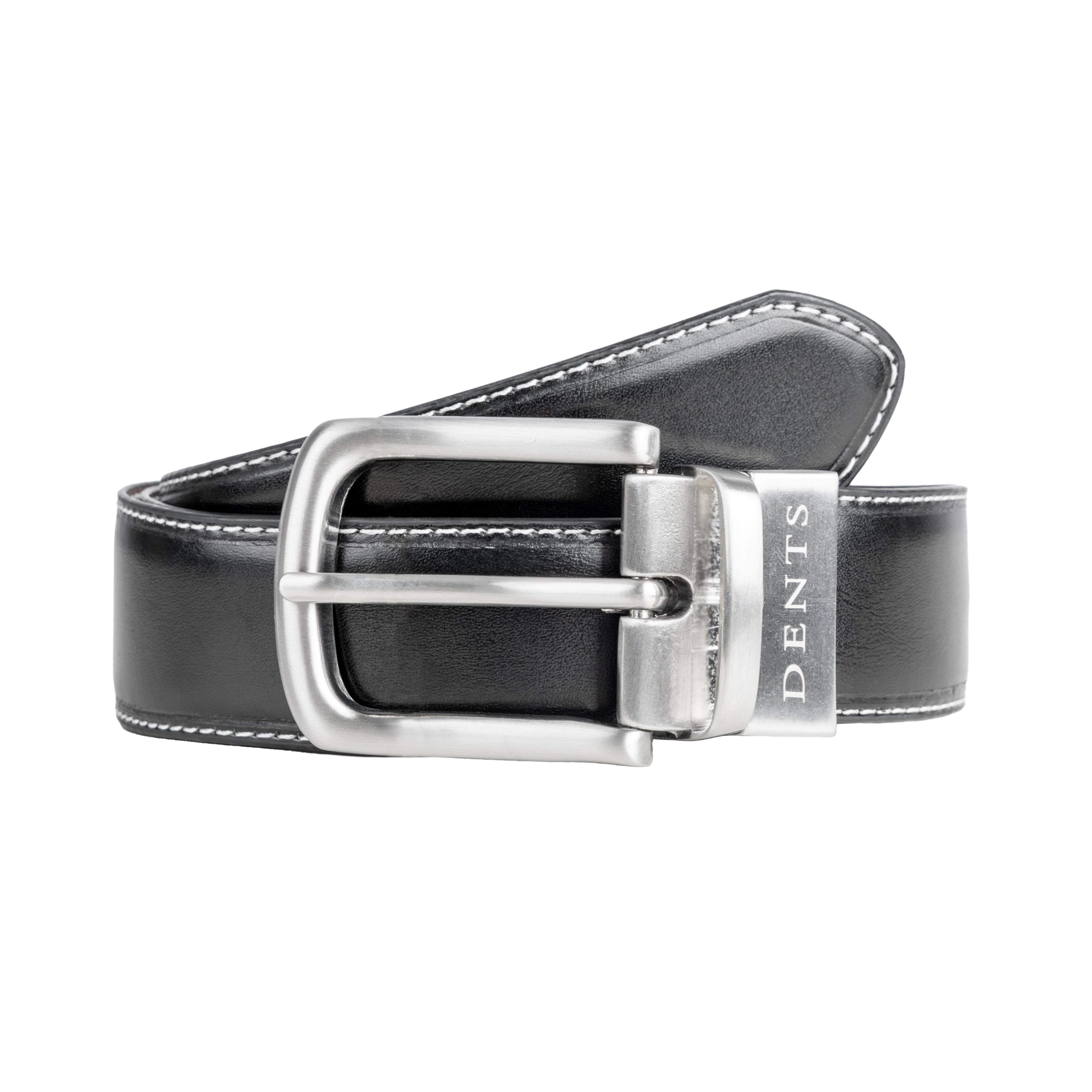 Ceinture réversible en cuir pour homme avec boucle argent brossé