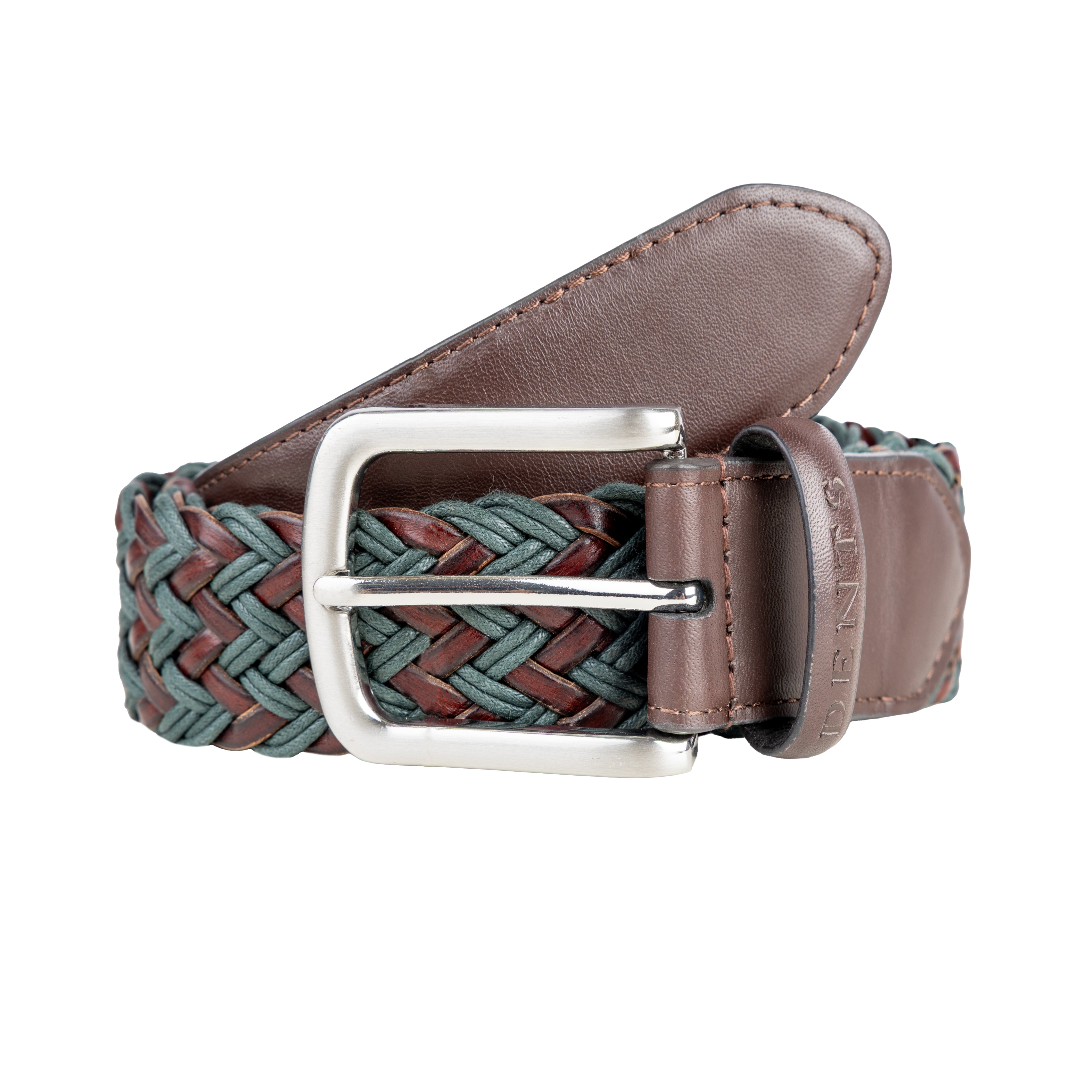 Ceinture tissée en cuir et coton pour hommes avec boucle en nickel