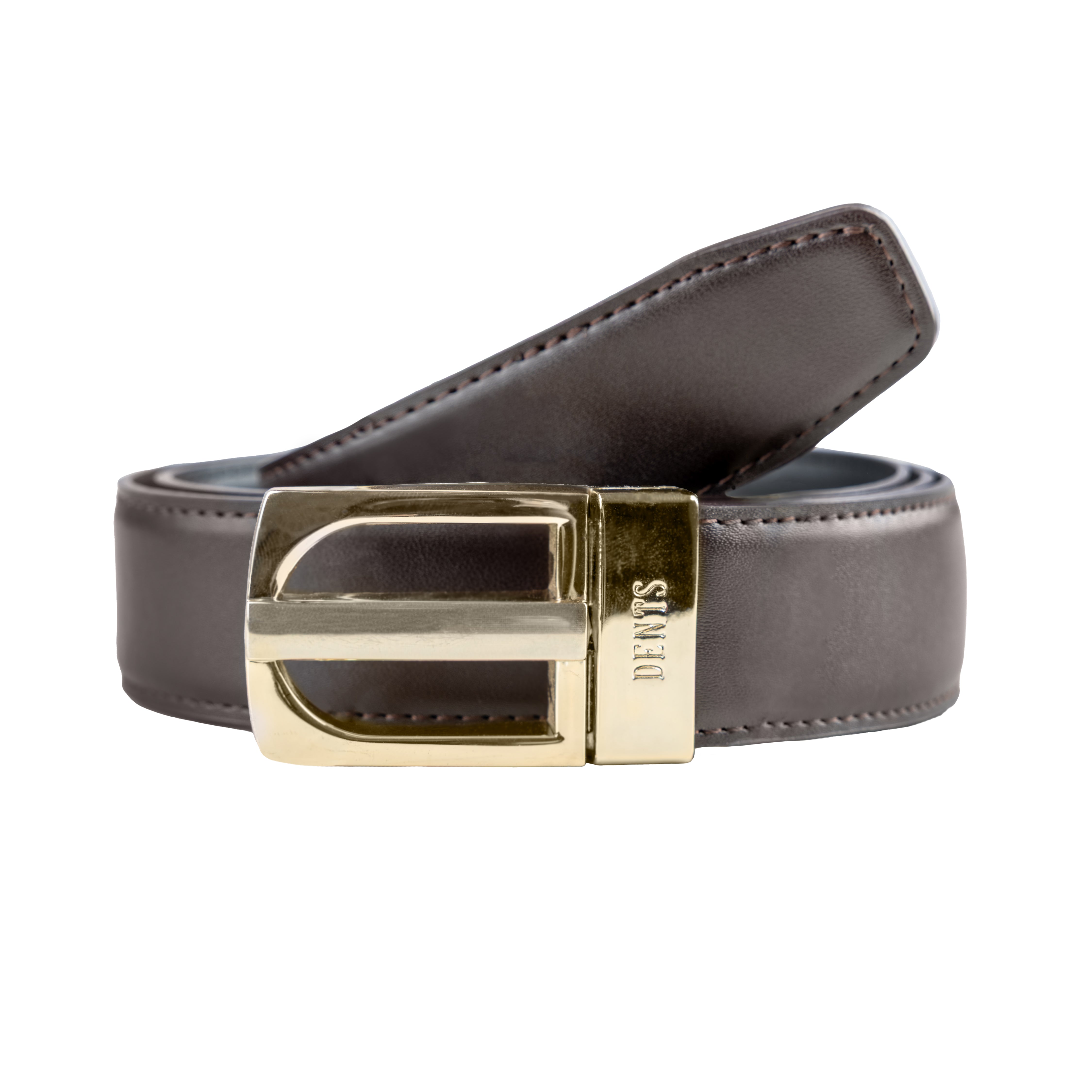 Ceinture réversible en cuir pour hommes avec boucle dorée et