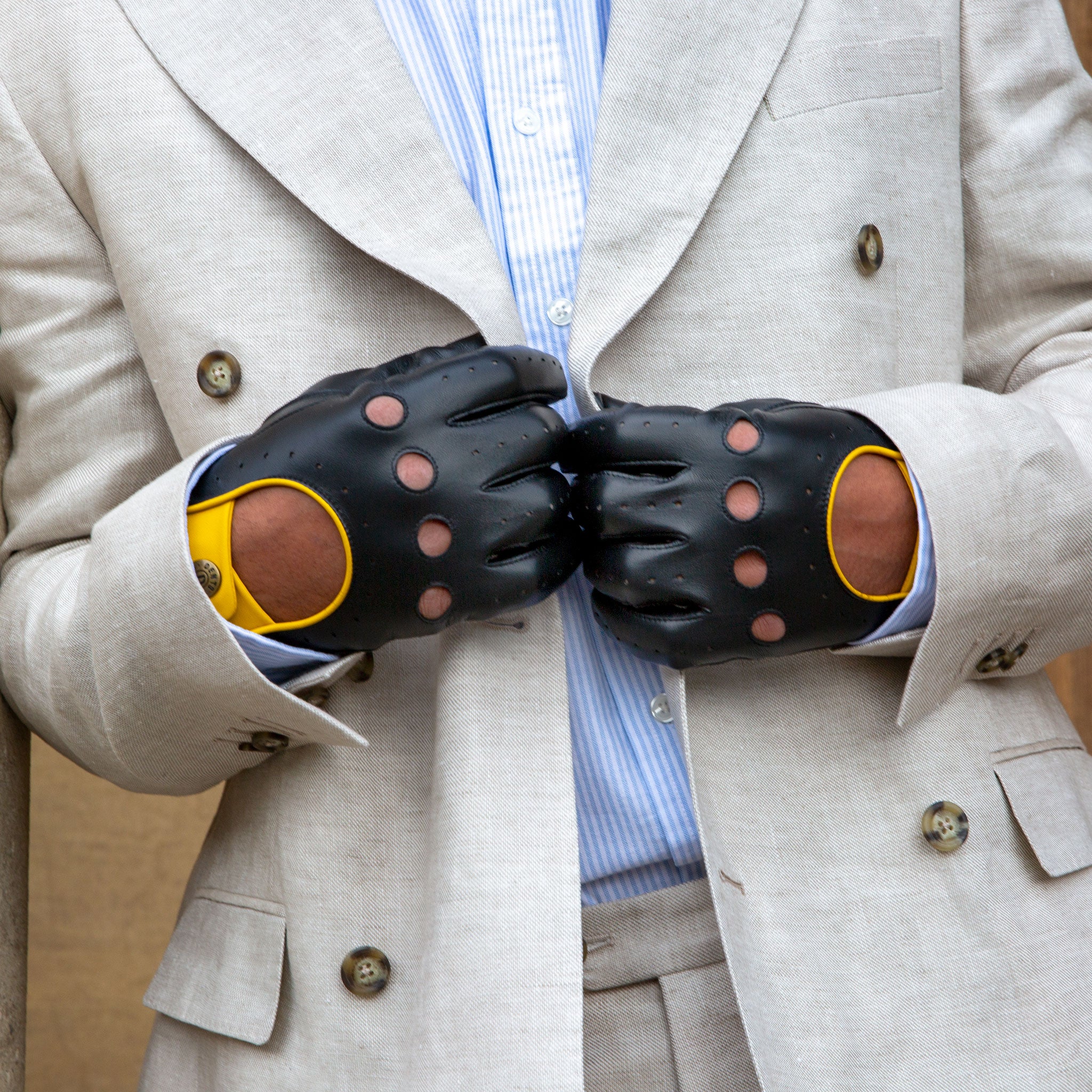 Men's Touchscreen Three-Colour Leather Driving Gloves | Dents