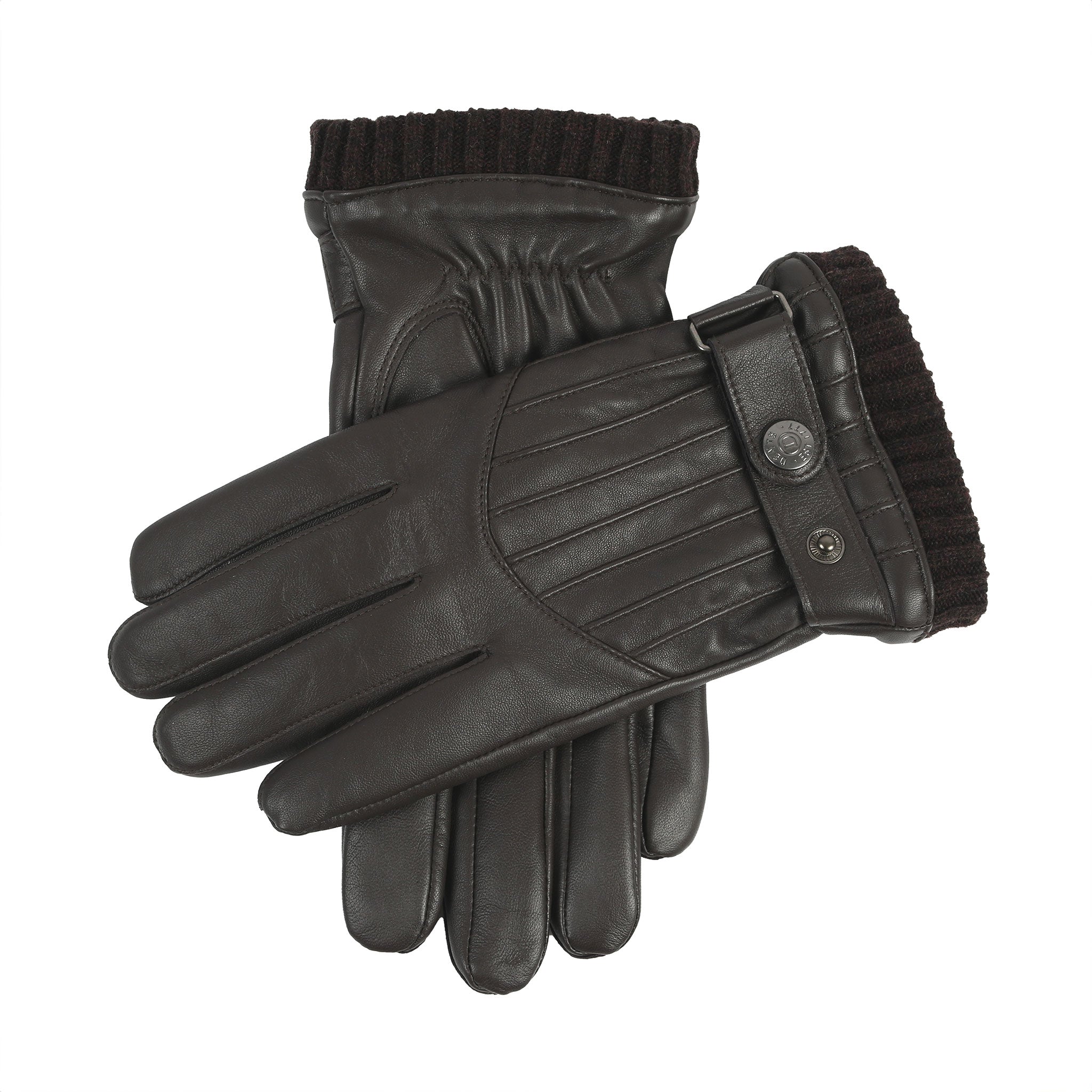 Gants D'hiver Homme En Simili Cuir - Doublure Polaire, écran Tactile, Bouton Pression Poignet