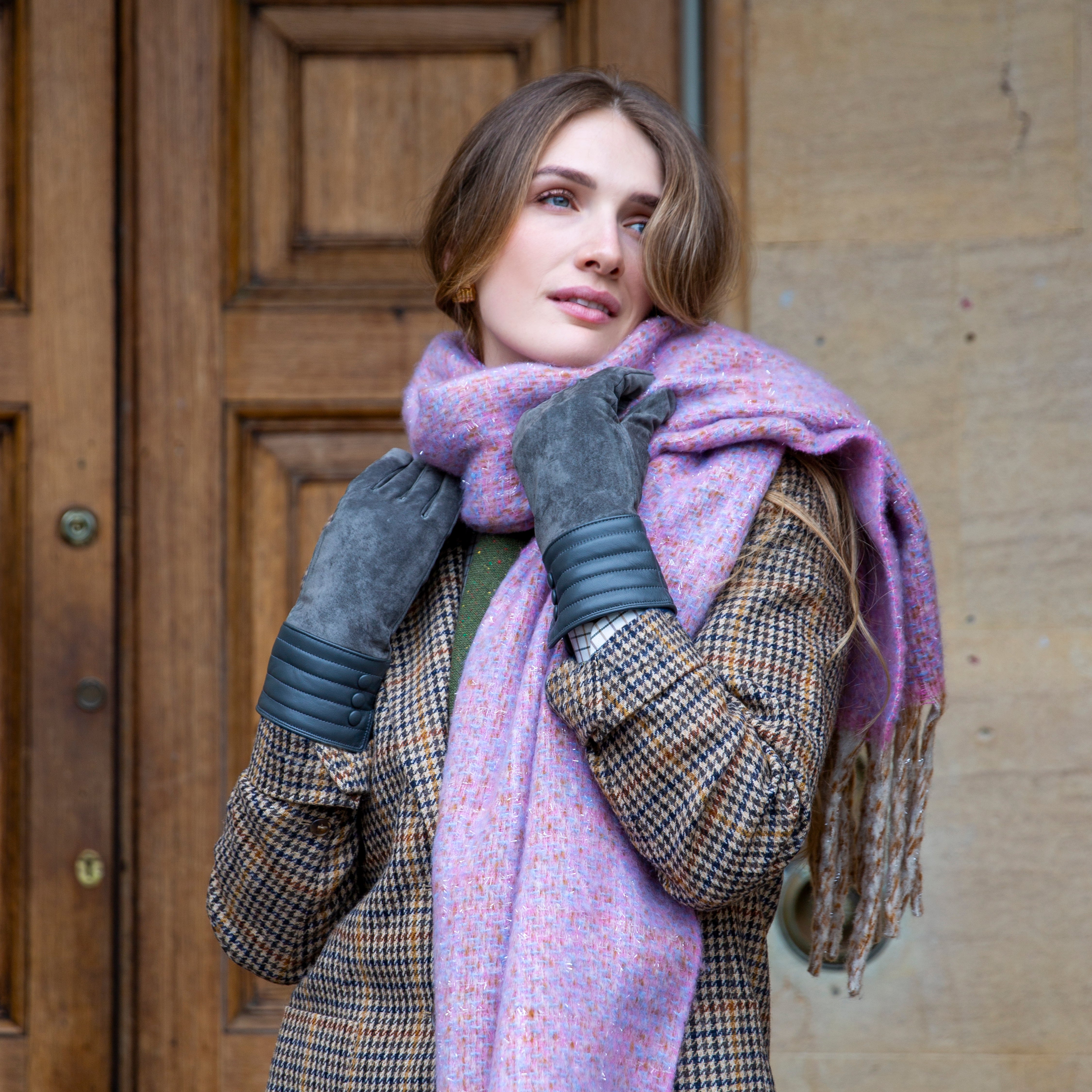 Écharpe Marron Multicolore Avec Franges Et Détails Argentés - Style Fishnet - Occasion (Quelques Défauts)
