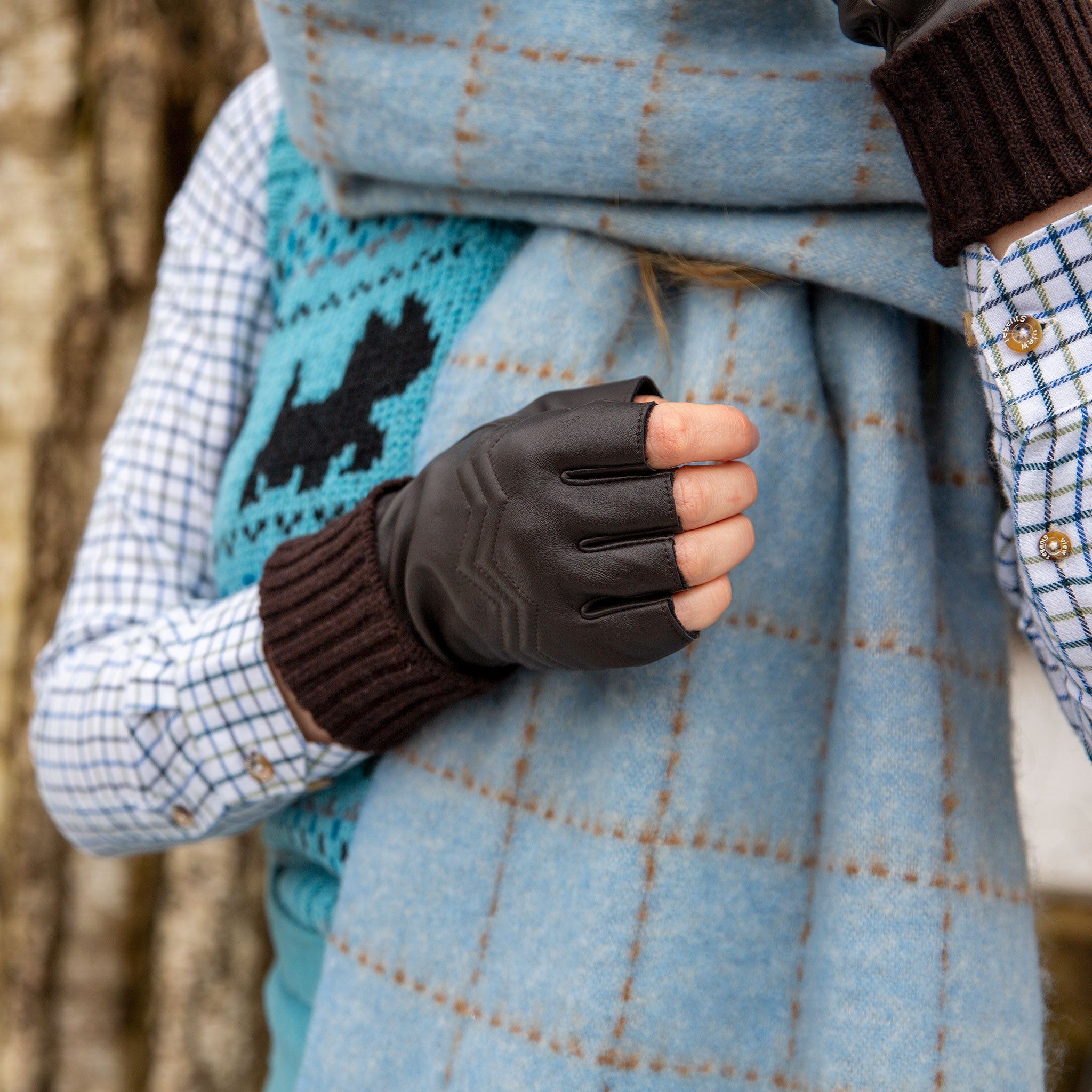 Gants Sans Doigts D'hiver - Tissu Chenille Doux + Paume Cuir Antidérapant - Pour Femme Et Homme - Idée Cadeau Noël