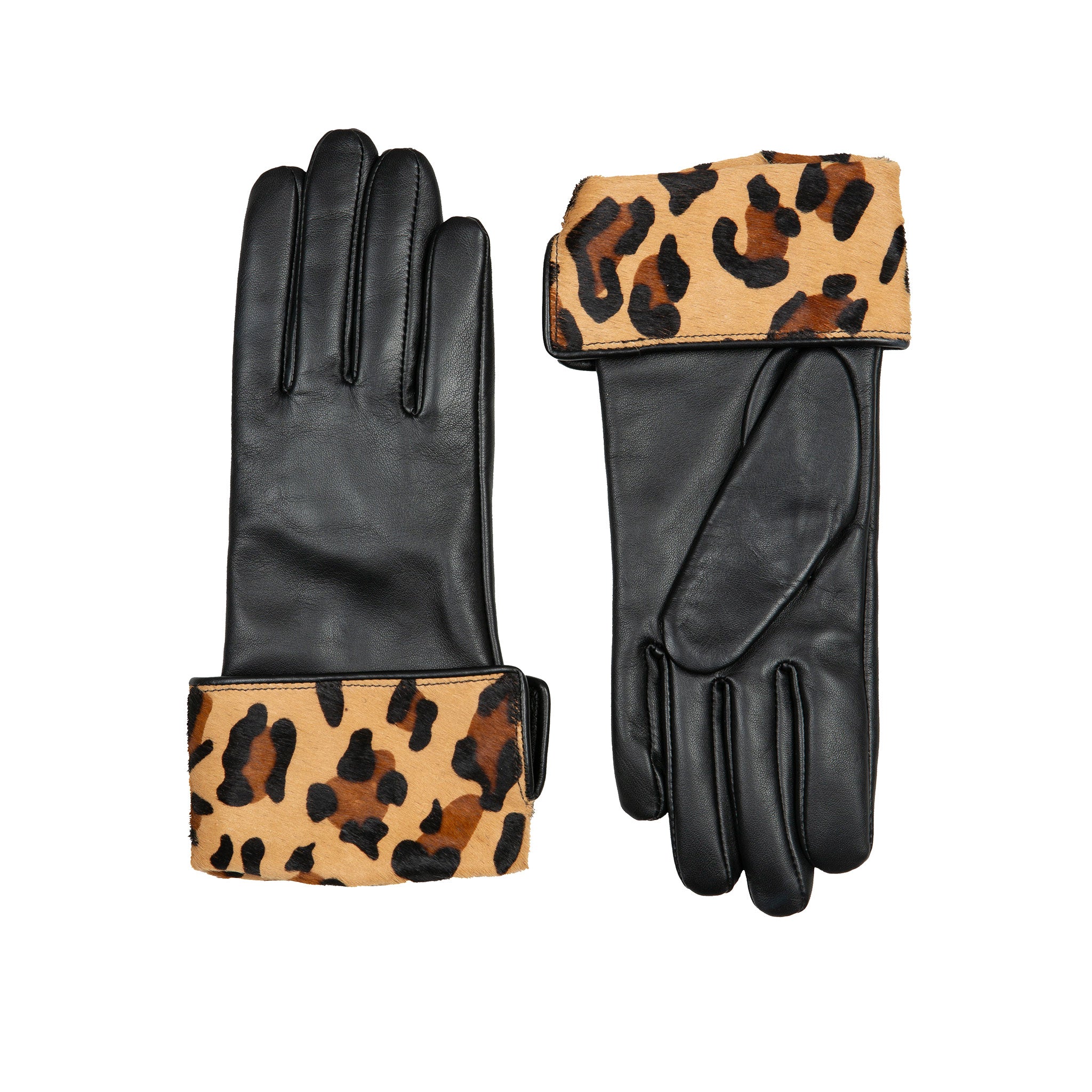 Gants Longs En Simili Cuir Brillant - Motif Léopard Noir, Style Soirée Punk, Taille Unique