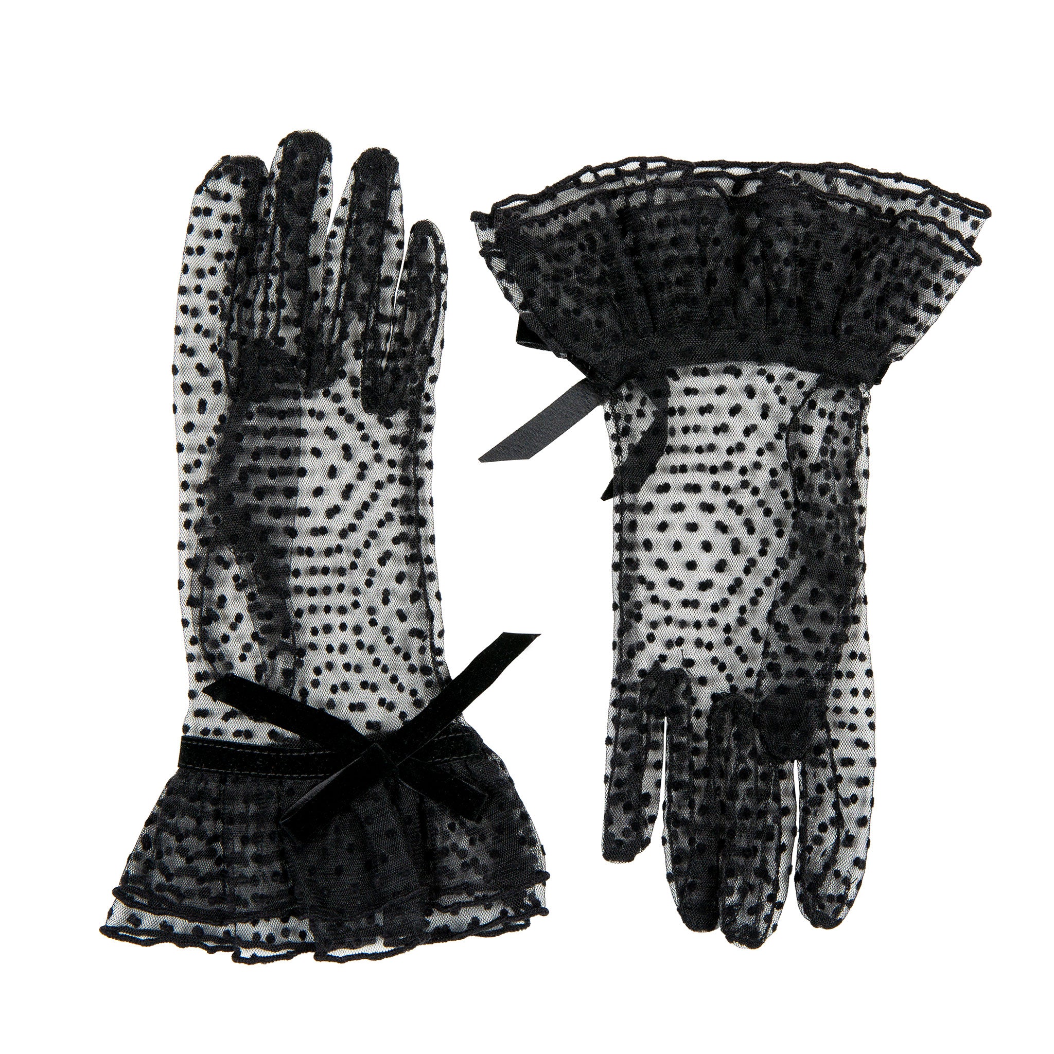 Gants Transparents Noirs En Tulle Perlé AMBRE ADÈLE - 50,8 X 12,7 Cm - Élégants Pour Mariage Et Soirées