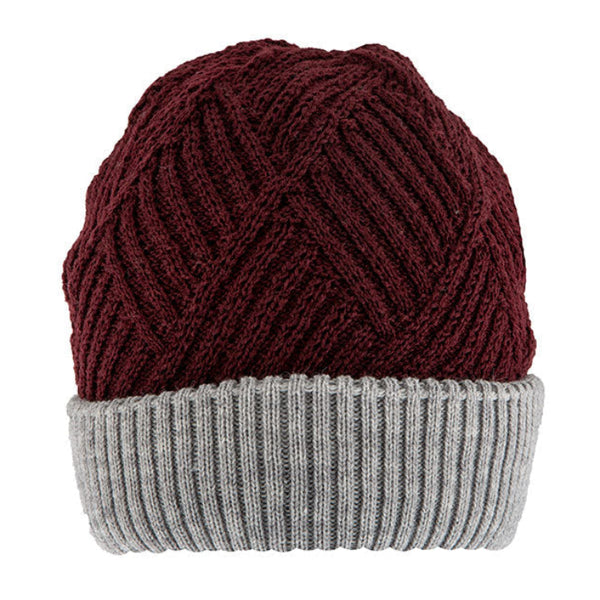 FZAY Bonnet D'hiver Ample En Tricot Torsadé Pour Homme Et Femme, Adulte-Noir+Gris