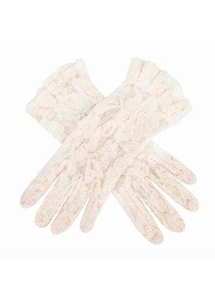 Women's Lace Gloves with Frilled Cuff