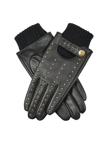 Women’s Touchscreen Leather Gloves with Stud Detail
